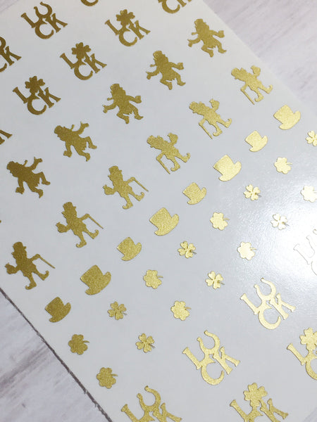 Leprechauns & Luck Nail Decal | Gold Shimmer