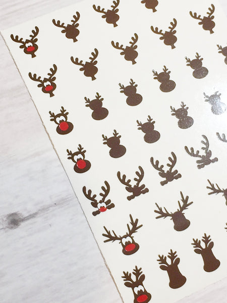 Rudolph The Red Nose Reindeer Nail Decal | Dark Brown