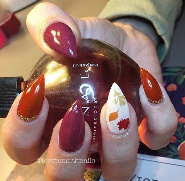 Leaves (Design 1) Nail Decal | Dark Red