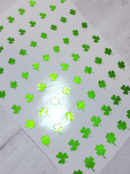 All Clovers Nail Decal | Polished Metal Green