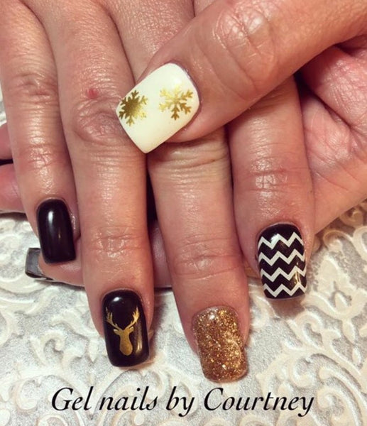 Snowflakes Small Nail Decal | Gold Shimmer