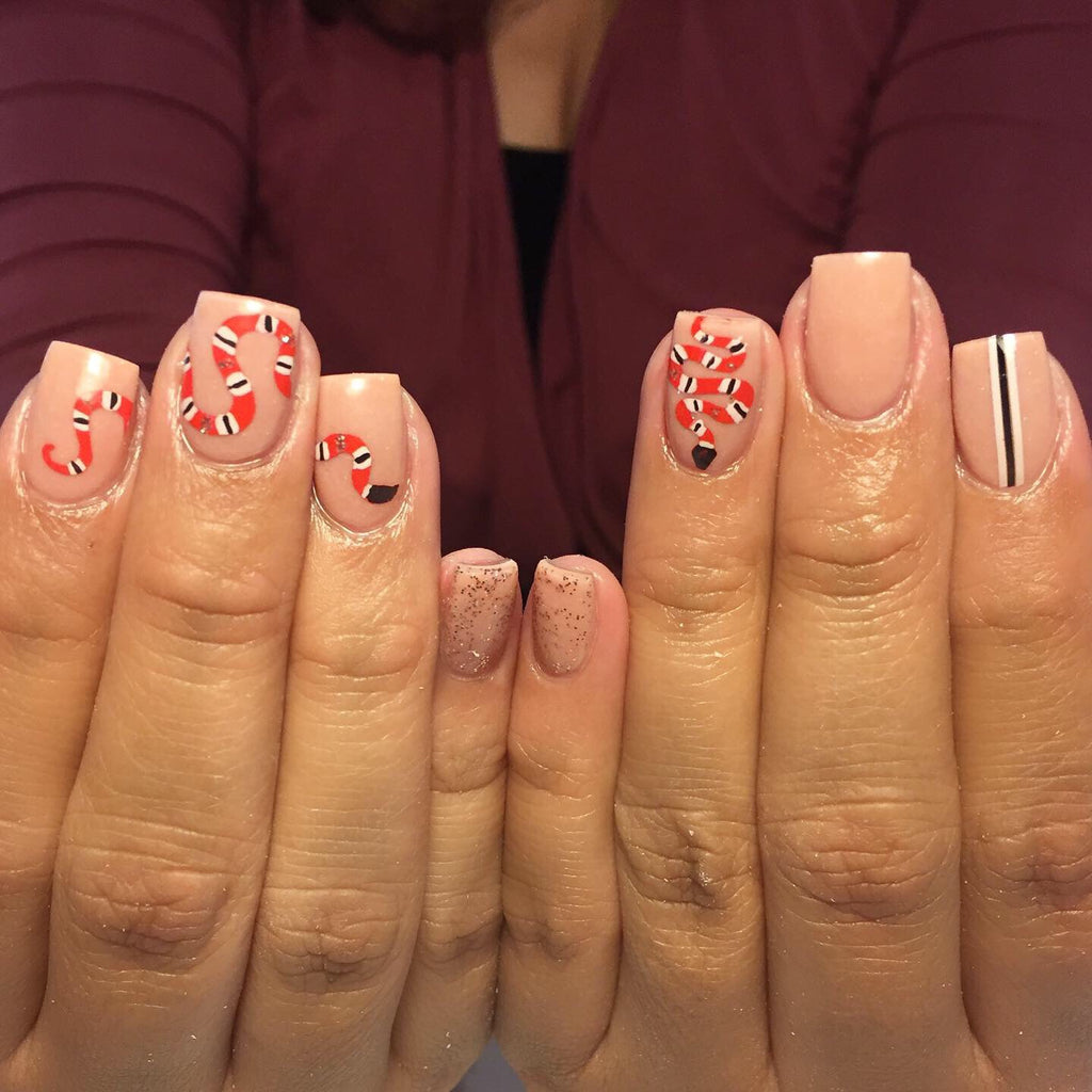 Pink Snake Nail Art Nail Stickers