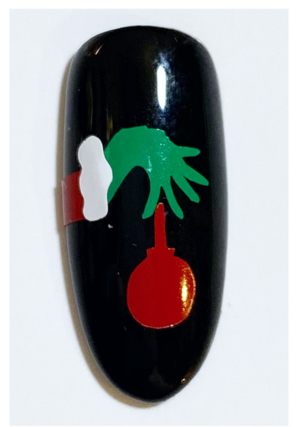 Grinch Hand & Ornament | Green & Dark Red