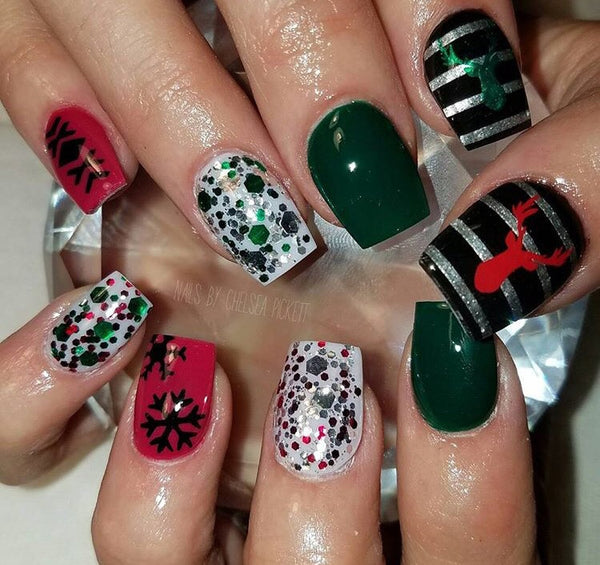 Snowflakes Large Nail Decal | Black