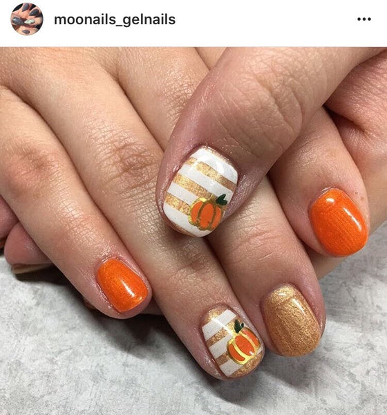 Fall Pumpkin Patch Nail Decal (Un-Weeded) | Gold Shimmer