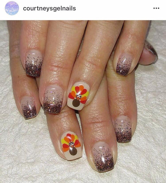 Gobble 'Til Ya Wobble Nail Decals | Red, Orange & Yellow