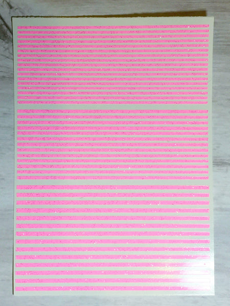 Stripes Nail Decal | Sparkle Neon Pink