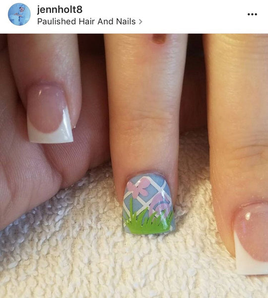 Hippity Hop Easter Nail Decal | Lilac + (Choose Grass Color)