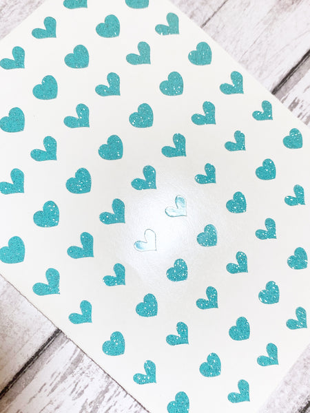 All Hearts Nail Decal | Sparkle Tiffany Blue