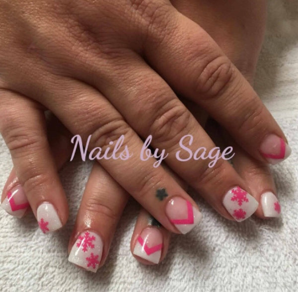 Snowflakes Small Nail Decal | Pink