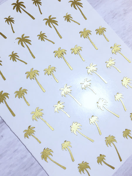 Palm Trees (Design 2) Nail Decal | Gold Shimmer