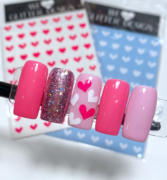 All Hearts Nail Decal | White