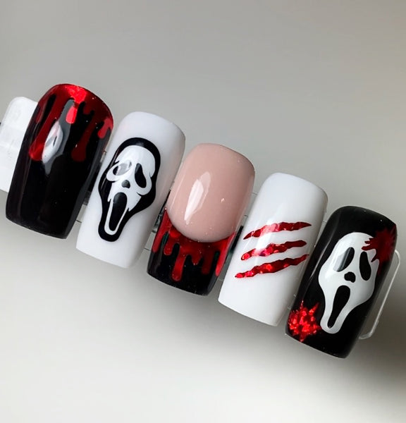 Blood Cuticle & Smile Line Drip Nail Decal | Chrome // Red
