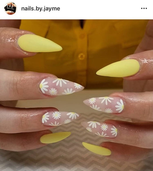 Daisy Flower Nail Decal | White + Yellow Centers