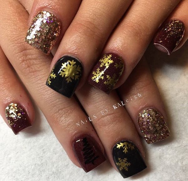 Snowflakes Small Nail Decal | Gold Shimmer