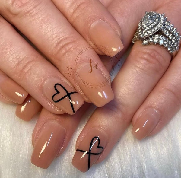 Ribbon Heart Nail Decal | Black (*Comes Un-Weeded)