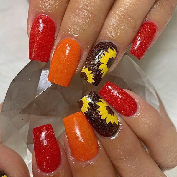Sunflowers Cuticle-Sidewall-Flower Nail Decal | Yellow (Brown Center)