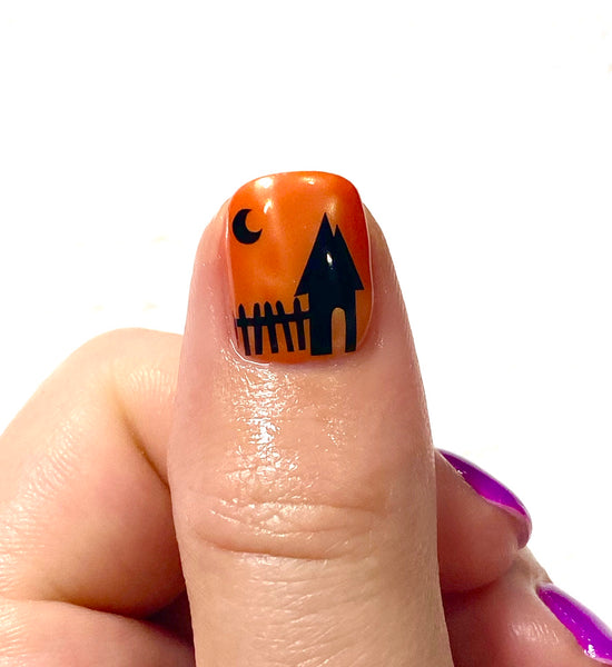 Haunted House Nail Decal | Black