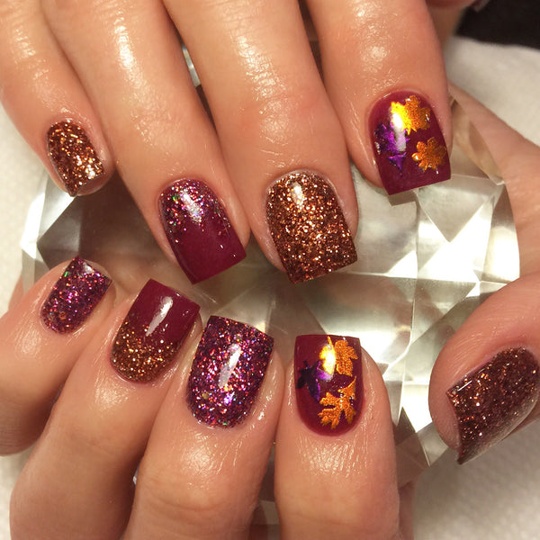 Leaves (Design 1) Nail Decal | Polished Metal // Purple