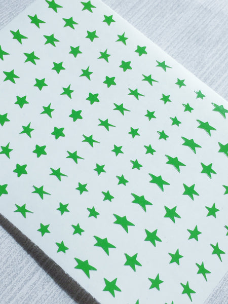 Retro Stars Nail Decal | Bright Green