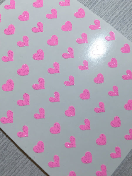 All Hearts Nail Decal | Sparkle Neon Pink