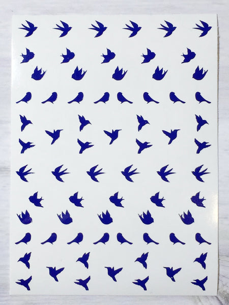Spring Birds Nail Decal | Cobalt Blue