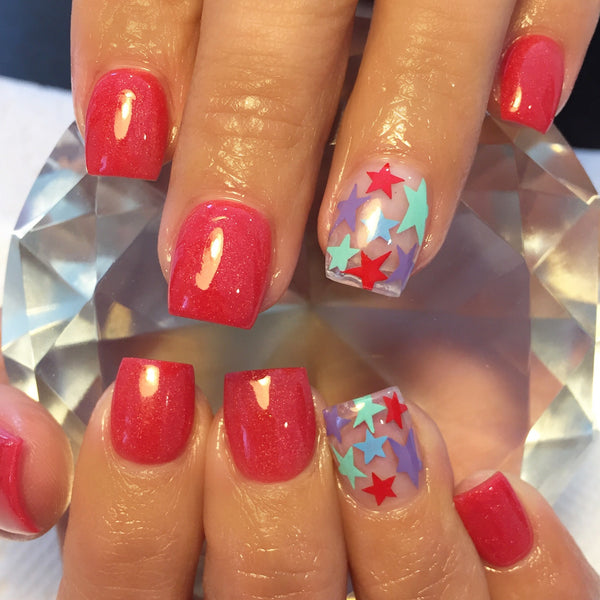Retro Stars Nail Decal | Red