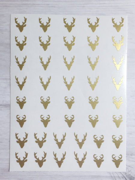 Deer Head Nail Decal | Gold Shimmer