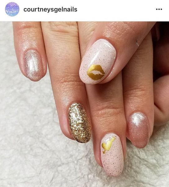 Kissy Lips Nail Decal | Gold Shimmer (*Decal Comes Un-Weeded)