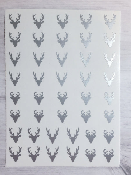 Deer Head Nail Decal | Silver Shimmer