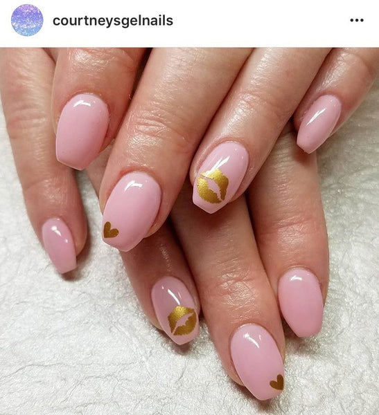Kissy Lips Nail Decal | Gold Shimmer (*Decal Comes Un-Weeded)
