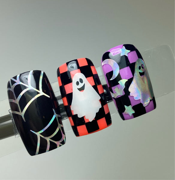 Ghost Nail Decal | Holographic Rainbow // Silver