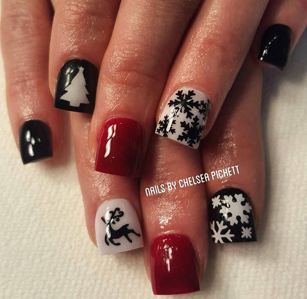 Snowflakes Small Nail Decal | Black