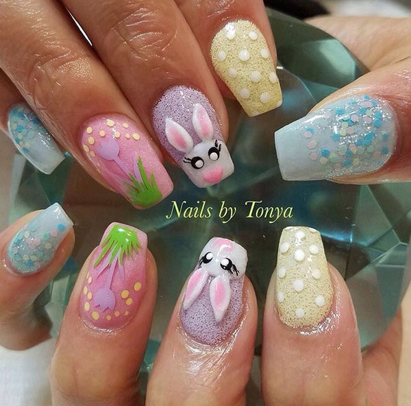 Hippity Hop Easter Nail Decal | Lilac + (Choose Grass Color)