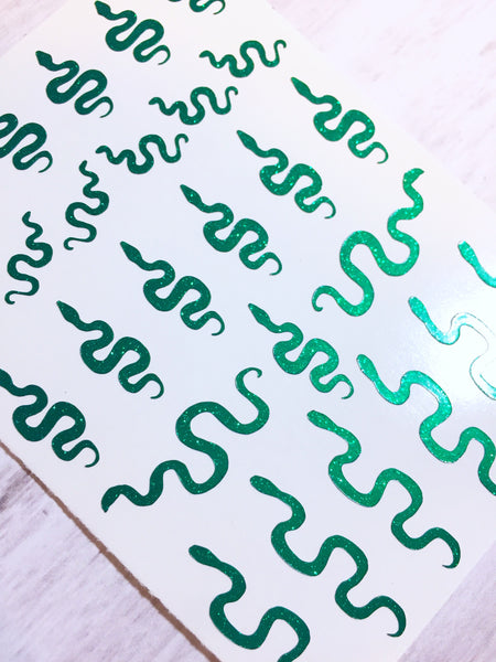 Snake Nail Decal | Sparkle Green