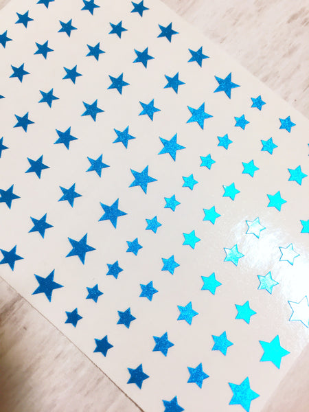 All Stars Nail Decal | Polished Metal Light Blue