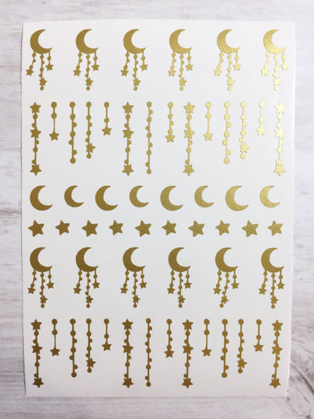 Moon Child Nail Decal | Gold Shimmer