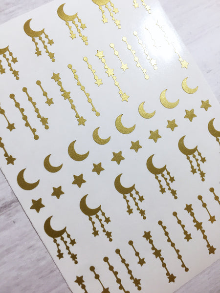 Moon Child Nail Decal | Gold Shimmer