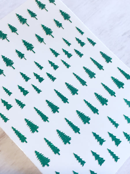 Wilderness Trees Nail Decal | Sparkle Green