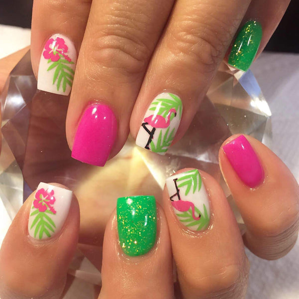 Tropical Leaves Nail Decal | Bright Green