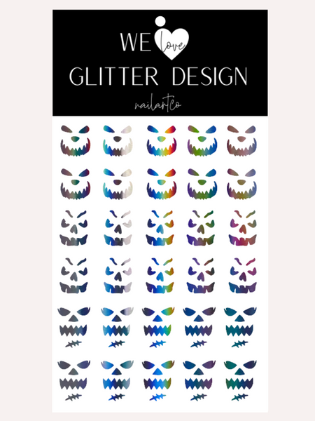 Jack-O-Lantern Faces DESIGN 3 | Holographic Rainbow // Dark Grey