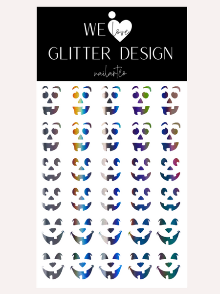 Jack-O-Lantern Faces DESIGN 4 | Holographic Rainbow // Dark Grey