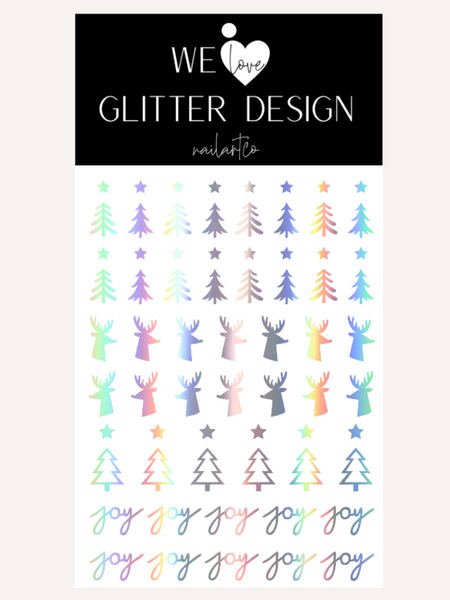 Joyful & Bright Nail Decal | Holographic Rainbow // Silver