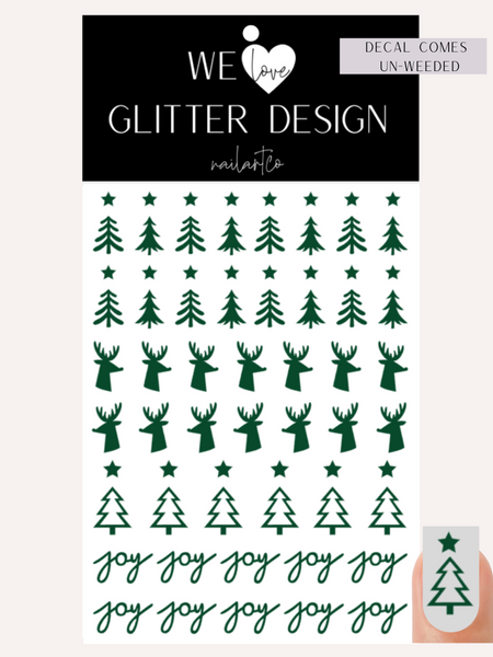 Joyful & Bright Nail Decal | Forest Green