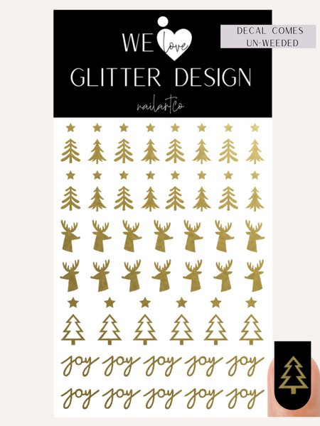 Joyful & Bright Nail Decal | Gold Shimmer