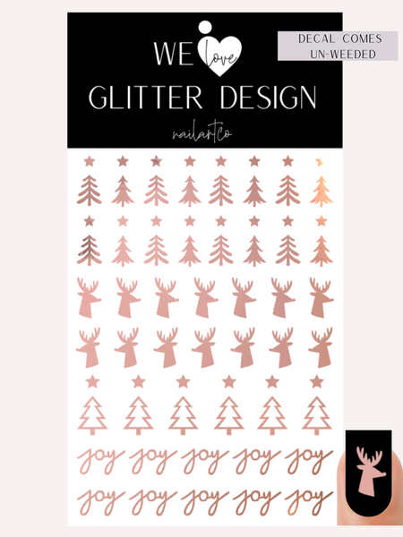 Joyful & Bright Nail Decal | Rose Gold Chrome