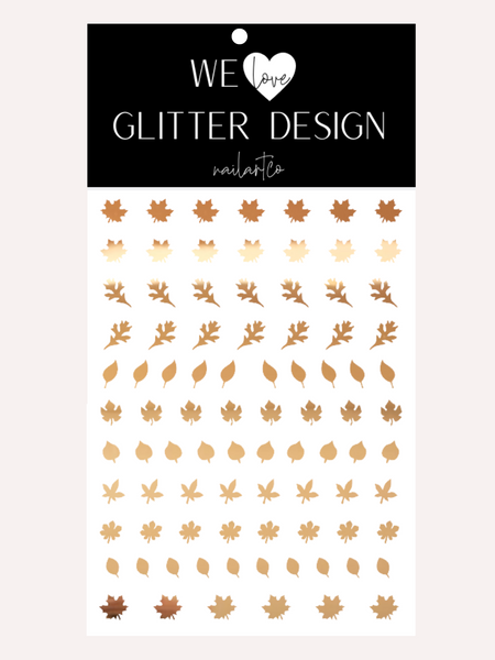 Leaves (Design 1) Nail Decal | Chrome // Light Gold