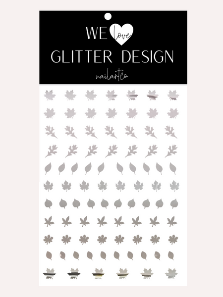 Leaves (Design 1) Nail Decal | Chrome // Silver