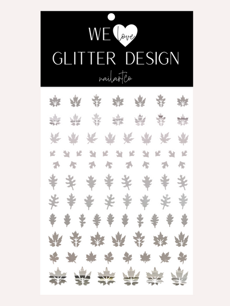 Leaves (Design 2) Nail Decal | Chrome // Silver