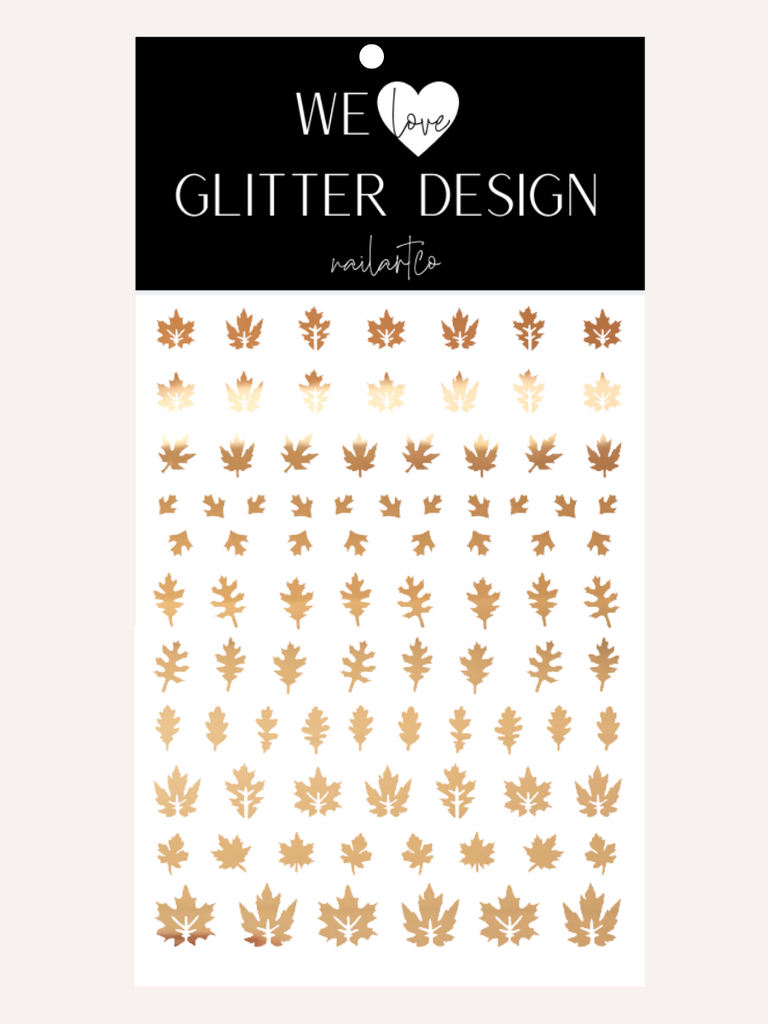 Leaves (Design 2) Nail Decal | Chrome // Light Gold